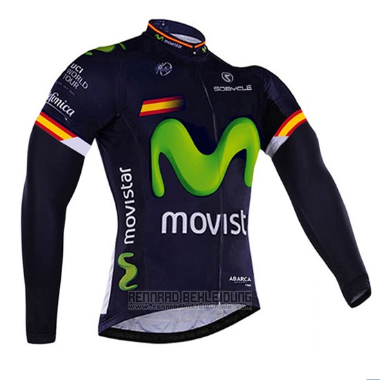 2017 Fahrradbekleidung Movistar Champion Spanien Trikot Langarm und Tragerhose